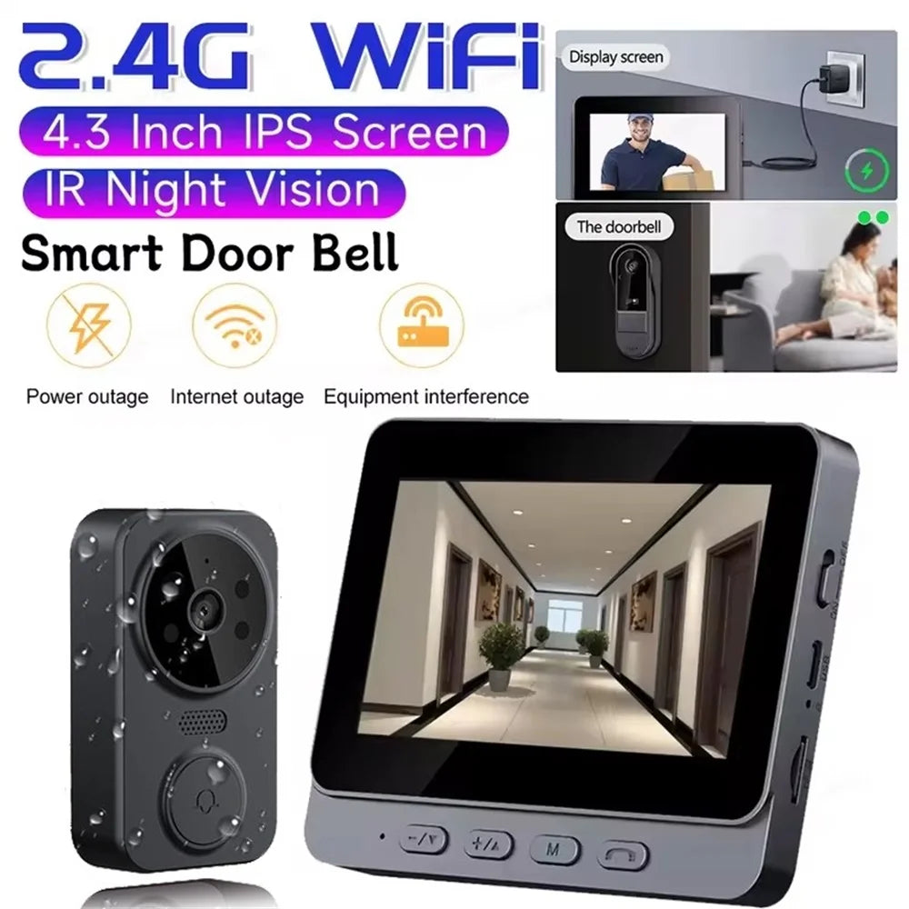 Wireless Video Doorbell Camera Bundle Smart Security System with Night Vision 2.4G WiFi HD Motion Detection And Cloud Storage