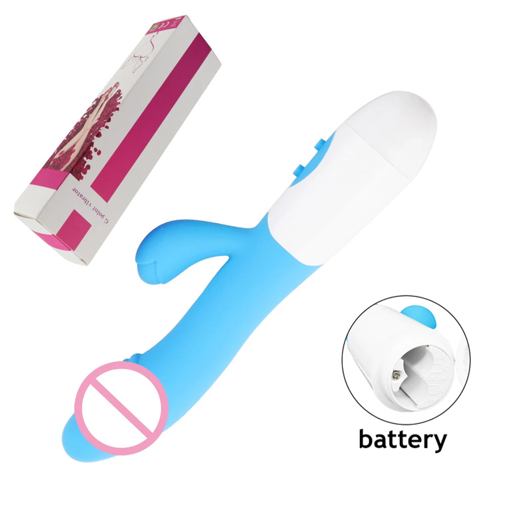 Rabbit Dildo Vibrator Dual Vibration Women's G-Spot Vaginal Clitoral Stimulation Massager for Adult Female Masturbation Sex Toy