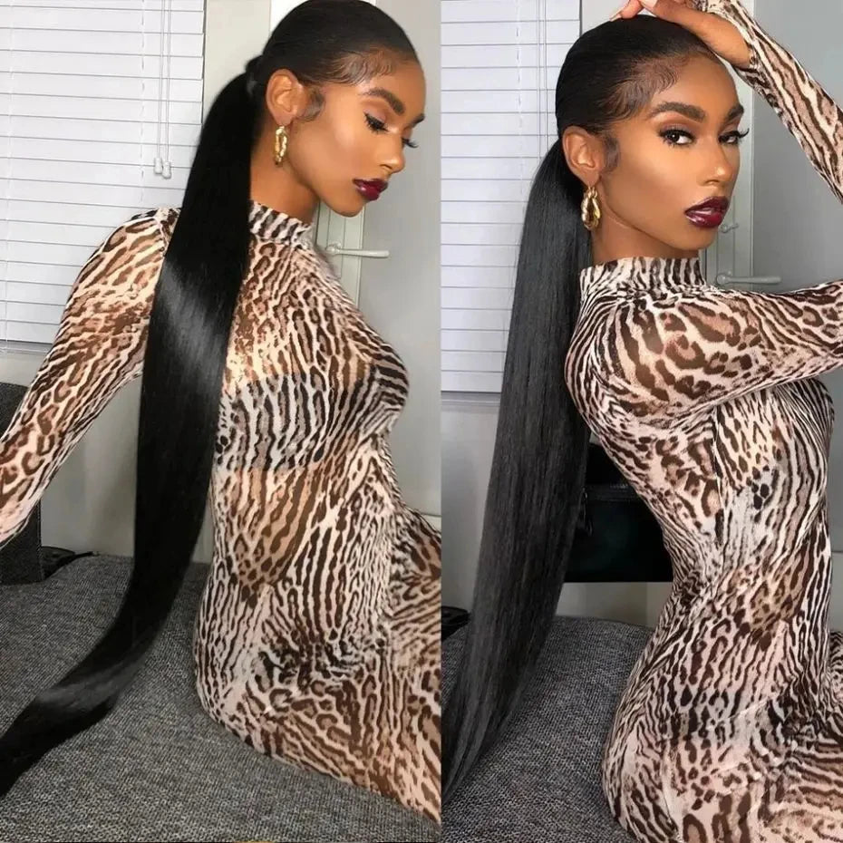 30 Inch 13x6 Lace Frontal Human Hair Bone Straight Wigs 180 Density Pre Plucked Brazilian 360 Lace Front Wig Remy Hair For Women