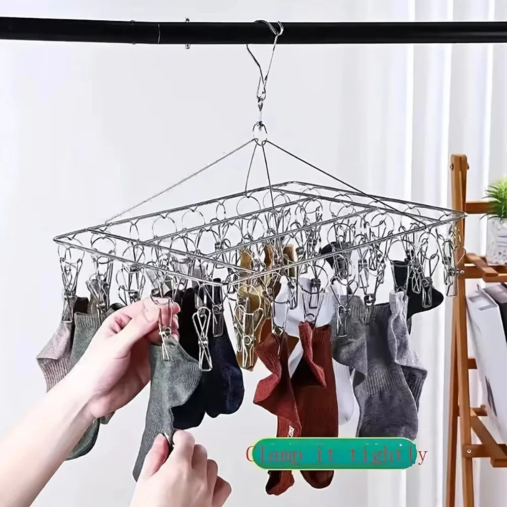 Stainless Steel Windproof Clothespin Laundry Hanger Bra Sock Towel Clothesline Hook Clothes Rack Peg Dryer Airer Drying