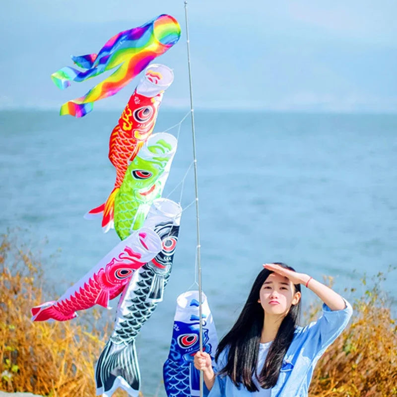 40cm-100cm Carp Windsock Traditional Japanese Carp Windsock Hanging Home Decoration Fish Flag Festival Carp Windsock Streamer