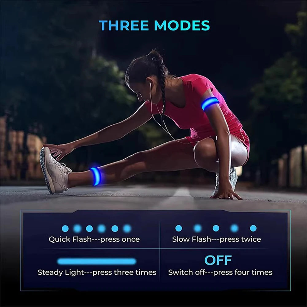 LED Outdoor Night Running Armband Sports Safety Light Belt Warning Wristband for Cycling Bike Bicycle - Arm Leg Warning