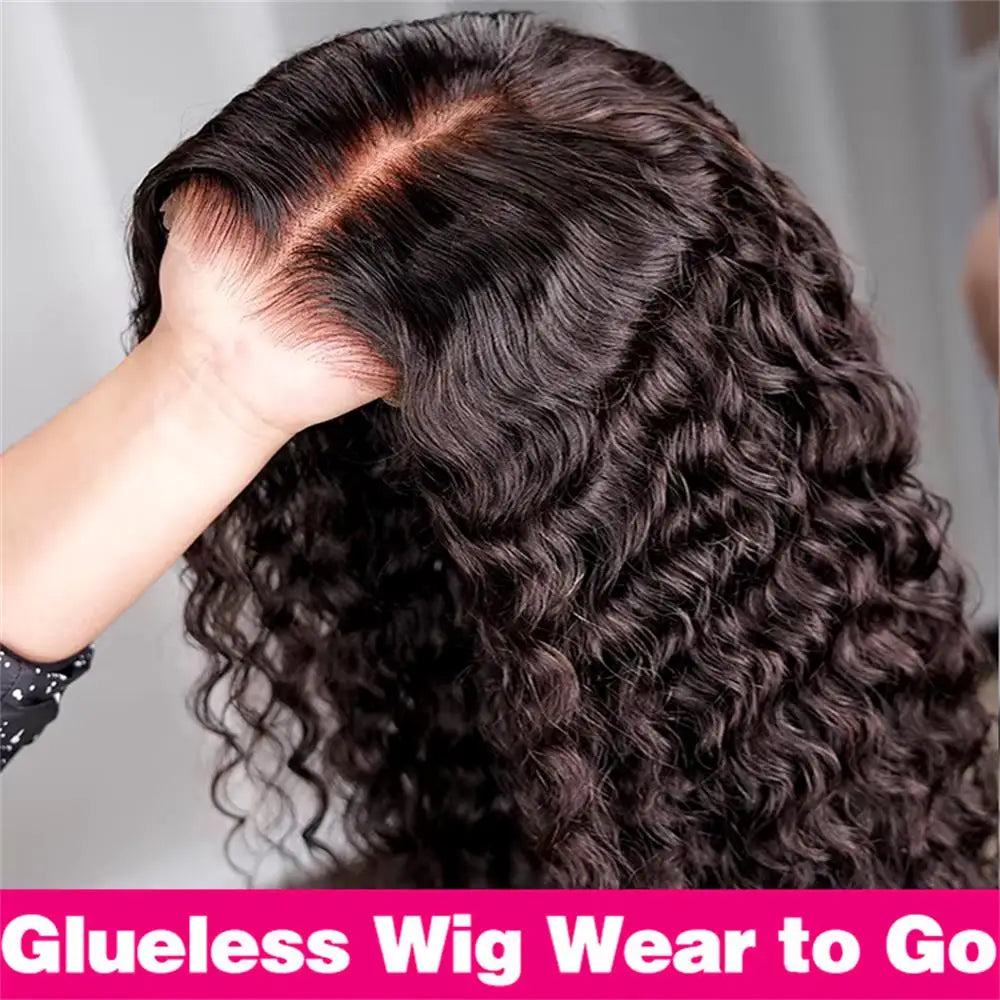 300 Density Water Wave Glueless Wig Human Hair Curly 13x6 HD Lace Frontal Wig Deep Wave 7x5 Glueless Wigs Human Hair For Women