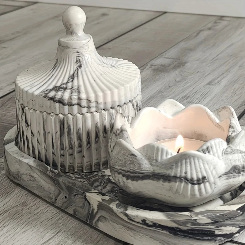 DIY Lotus Candle Holder 3 Piece Storage Silicone Mold Epoxy Resin Handmade Plaster Cement Crafts Home Decoration Making Supplies