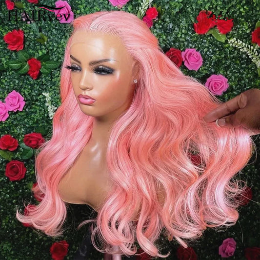 13x6 Pink HD Lace Front Wigs 100% Human Hair Body Wave Lace Frontal Wig For Women 13x4 Transparent Pre Plucked Colored Pink Wig