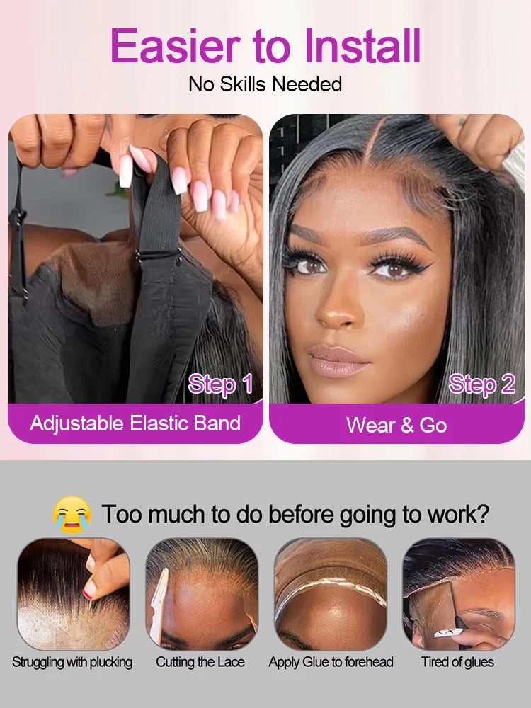 40 46 Inch Bone Straight Lace Front Wig 13x4 13x6 HD Lace Frontal Human Hair Brazilian 7x5 Hd Glueless Wigs Human Hair For Women
