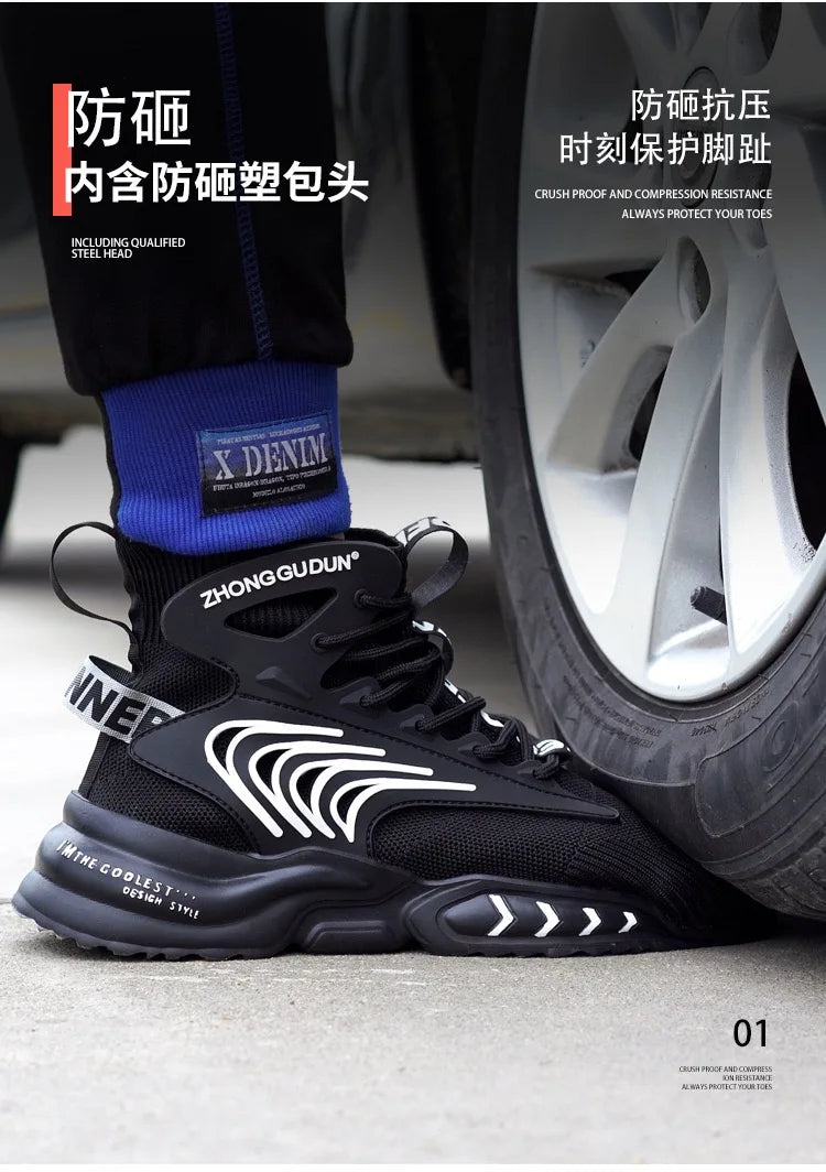 New socks sneakers men's breathable shoes protective shoes anti-smash anti-puncture plastic steel clad head work insulation