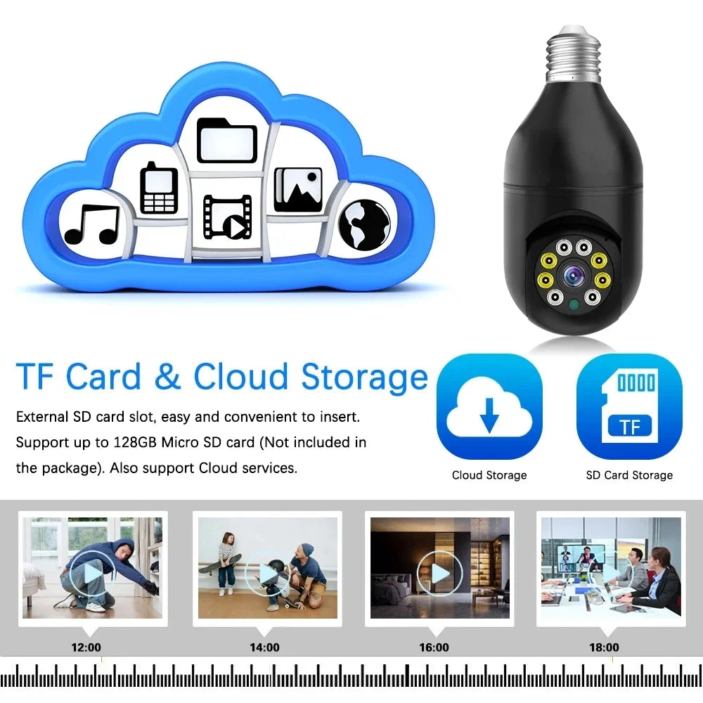 YI IOT 5G 2.4G Dual Band 4MP Full Color Night Vision E27 Bulb Wifi Camera Two Way Audio Auto Tracking Smart Home Security Camera