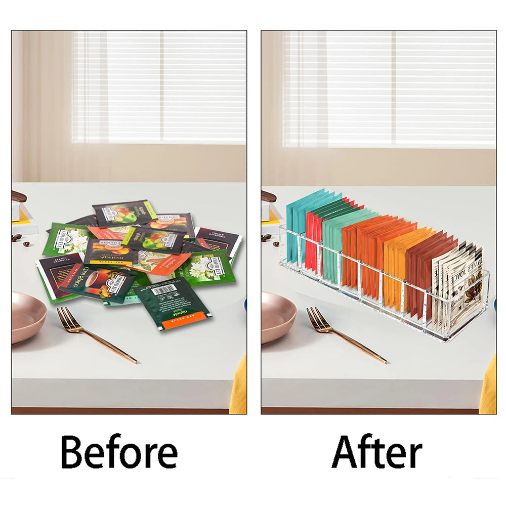 Tea Bag Storage Box Kitchen Storage Drawer Basket Cabinet Countertop Storage Box Coffee Tea Sugar Storage Supplies