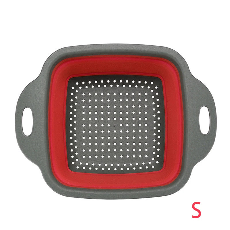 LMETJMA Square Collapsible Colander Silicone Kitchen Foldable Colander  Food Vegetable Fruit Strainers Drainer JT39