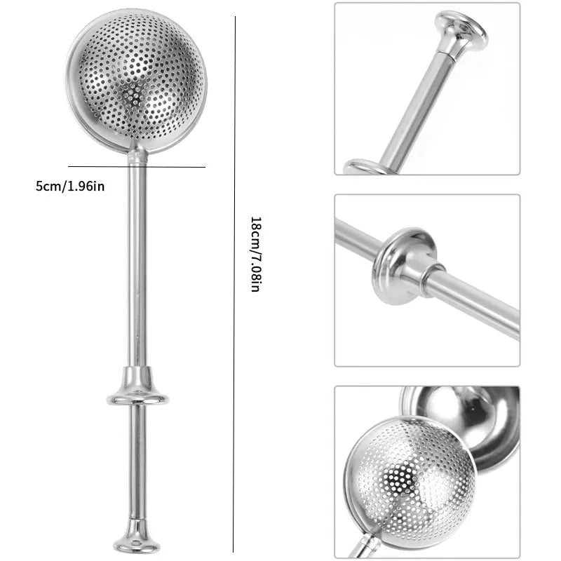 Stainless Steel Tea Strainer Ball, Spice Sugar Shaker for Baking, Reusable Spice, Tea Infuser Filter with Adjustable Handle