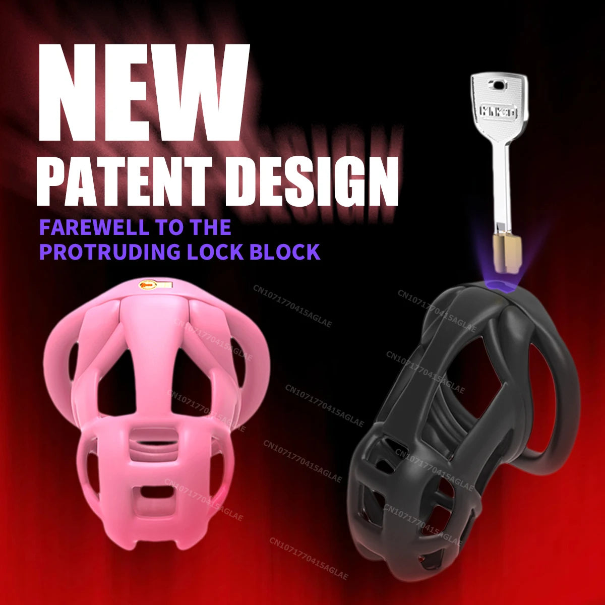 HESEKS Chastity Lock Cock Cage 3D Invisible Lock with 4 Arc Ring Testicle Chastity Belt BDSM Toy Hentai Bondage Fetish SexToys