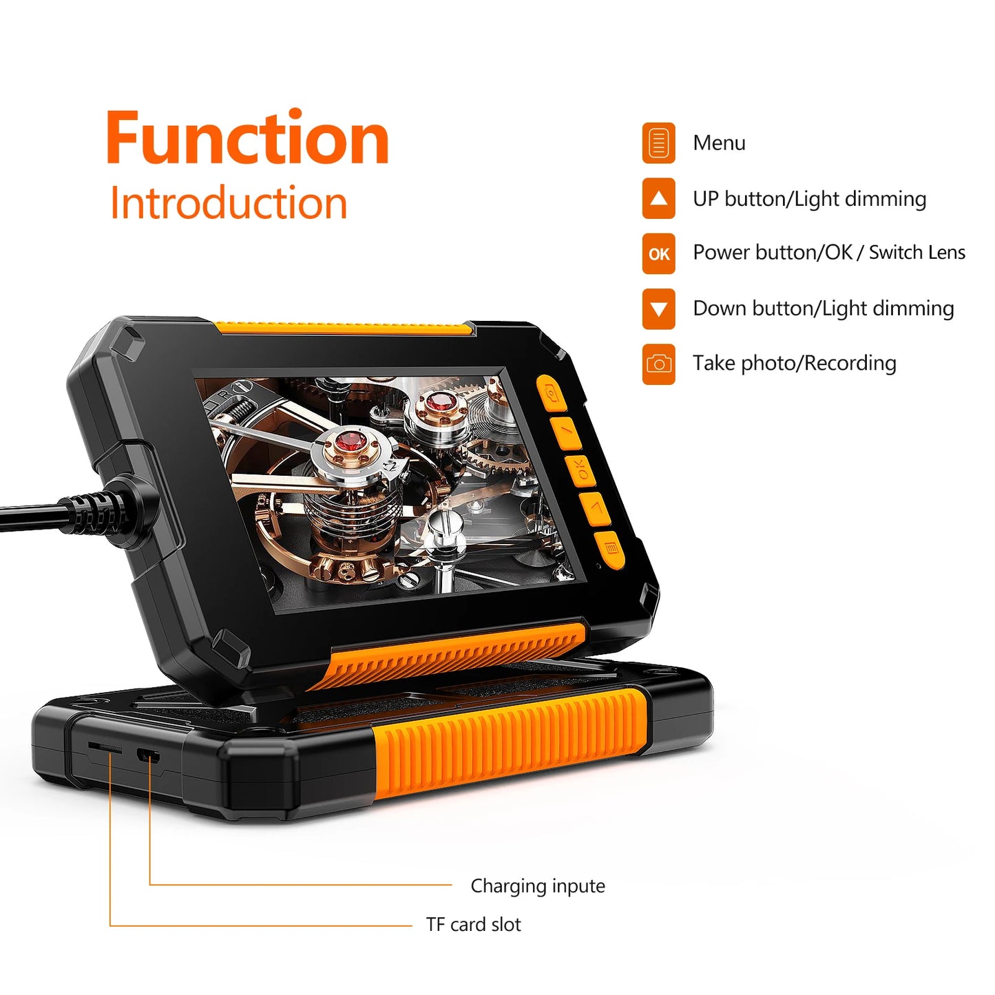 P40 Single Dual Lens Industrial Endoscope 4.3 "IPS 1080P Pipe Inspection Camera for Car Repair Support Photo Snap Video Record