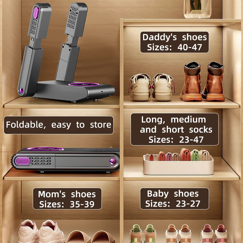 2025 Intelligent Electric Shoe Dryer Timer Adjustable Dryer Quick Drying Deodorizing Sterilizing Shoe Dryer Shoe Warmer Heater