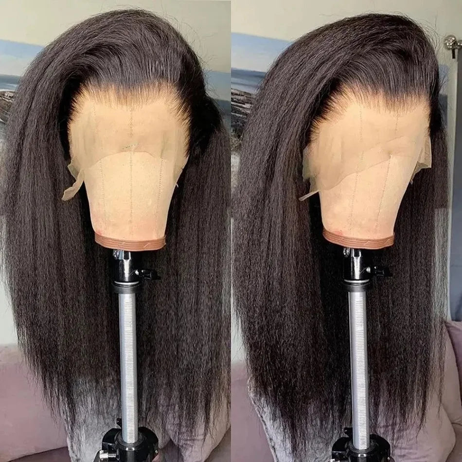 Kinky Straight 13X4 Lace Front Wigs Human Hair For Women Natural Colored Human Hair Wigs Yaki Straight 13X4 Lace Frontal Wigs