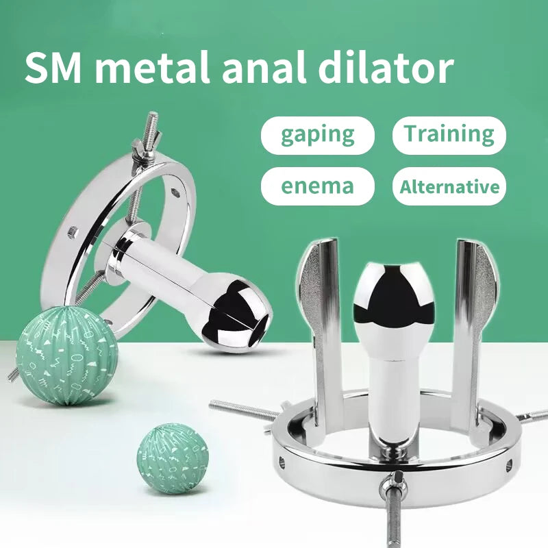 BDSM Anal Fisting Expander Plug Hollow Tunnel Butt Plug Spreader Anal Dilator  Metal Adjustable Vaginal Expander Sets Adult