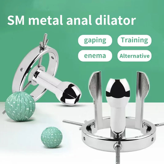 BDSM Anal Fisting Expander Plug Hollow Tunnel Butt Plug Spreader Anal Dilator  Metal Adjustable Vaginal Expander Sets Adult