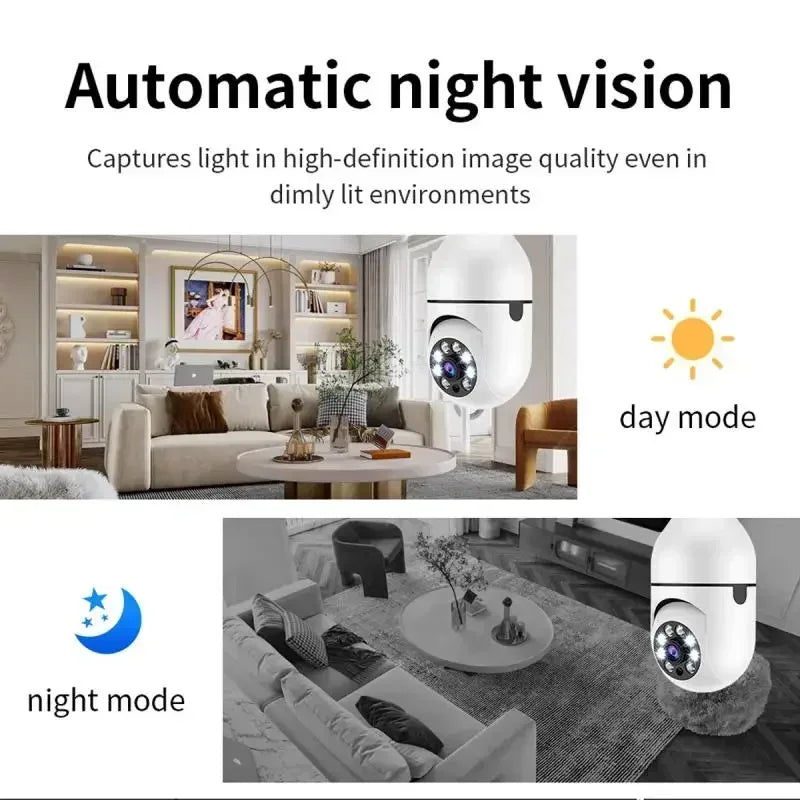 E27 Bulb 8MP Wireless Wifi Surveillance Camera Full Color Video Night Vision HD Automatic Human Tracking CCTV Security IP Camera