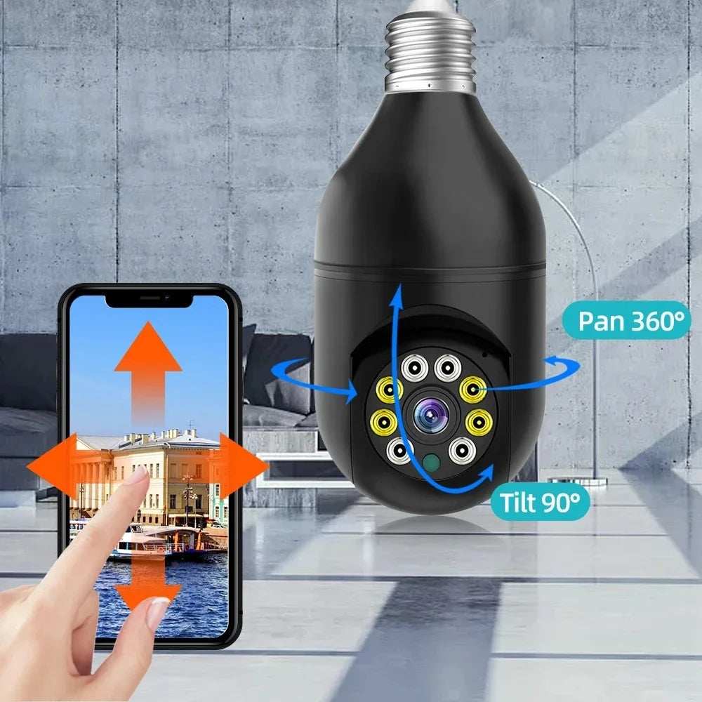 YI IOT 5G 2.4G Dual Band 4MP Full Color Night Vision E27 Bulb Wifi Camera Two Way Audio Auto Tracking Smart Home Security Camera