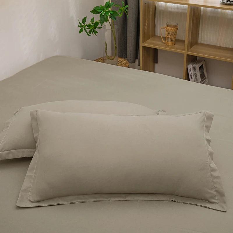 2pcs Pillowcase Decorative Cushion Cover Envelope Style White Gray Khaki Solid Color Home Body Pillow Case 48X74cm