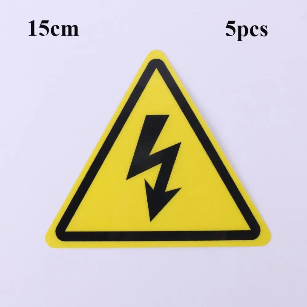 5Pcs PVC Warning Sticker Electrical Shock Hazard Adhesive Labels 3.6/5/8/10/15cm Yellow Danger Electric Box Notice Decal