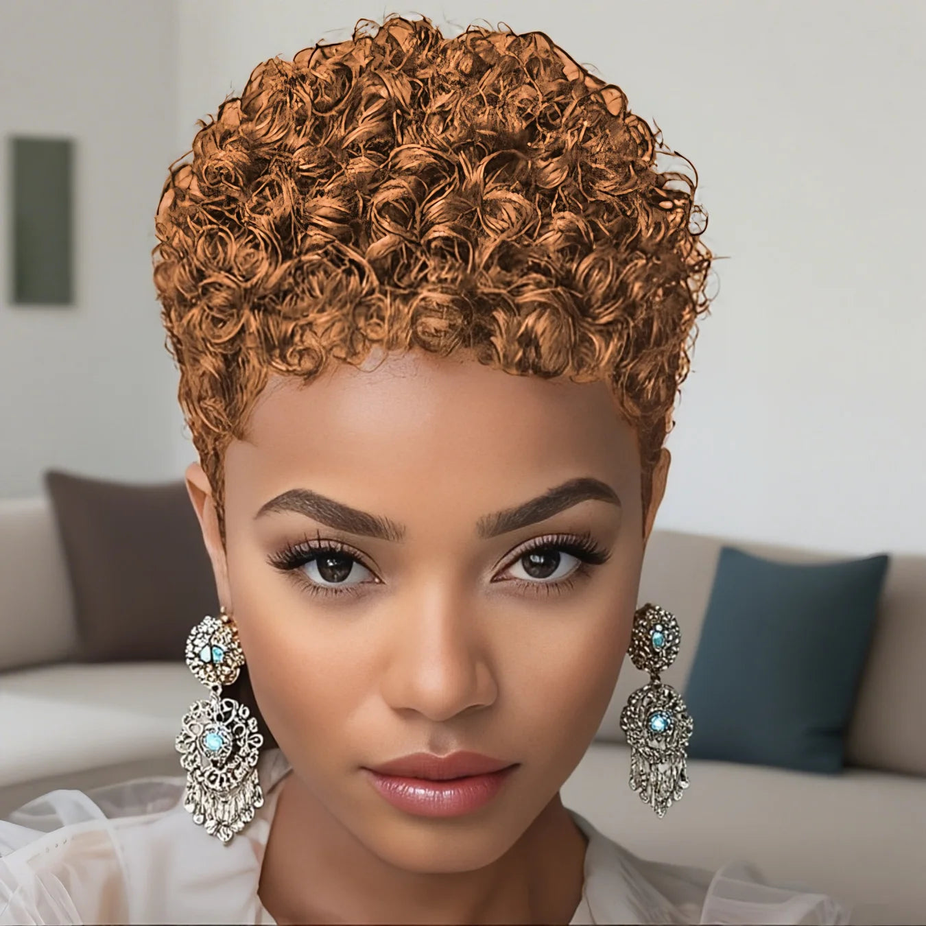 Short Afro Kinky Curly Wigs Human Hair Wig Pixie Cut Wi Short Wig Full Machine Made Wig For Women