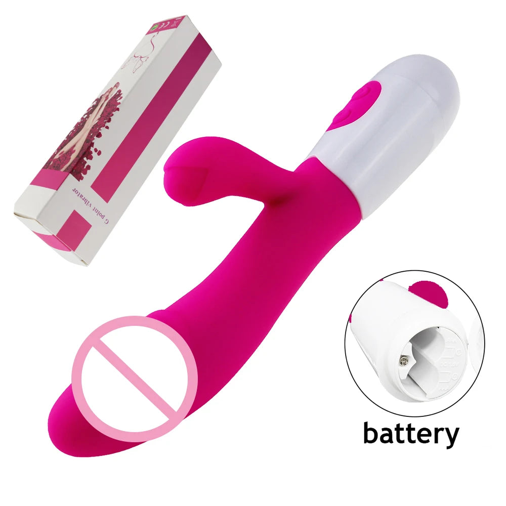 Rabbit Dildo Vibrator Dual Vibration Women's G-Spot Vaginal Clitoral Stimulation Massager for Adult Female Masturbation Sex Toy