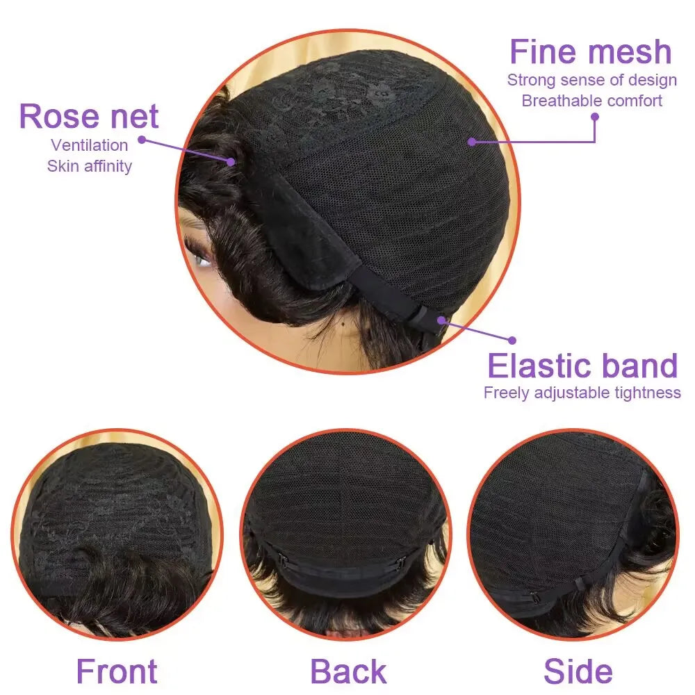 Short Afro Kinky Curly Wigs Human Hair Wig Pixie Cut Wi Short Wig Full Machine Made Wig For Women
