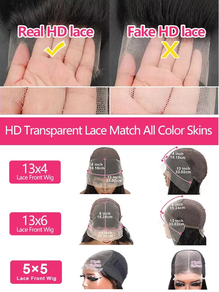 250 Density Body Wave Human Hair Wigs13x6 HD Lace Frontal Wigs Brazilian Hair 13x4 Lace Front Wigs Pre Plucked 100% Human Hair