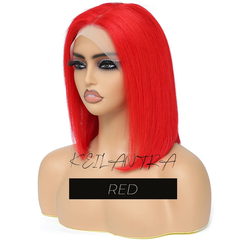 Lime Green Bob Lace Front Wigs Human Hair Wigs Green Wig Short Bob Wigs Straight 13X4 Colored Lace Frontal Wigs Rose Neon