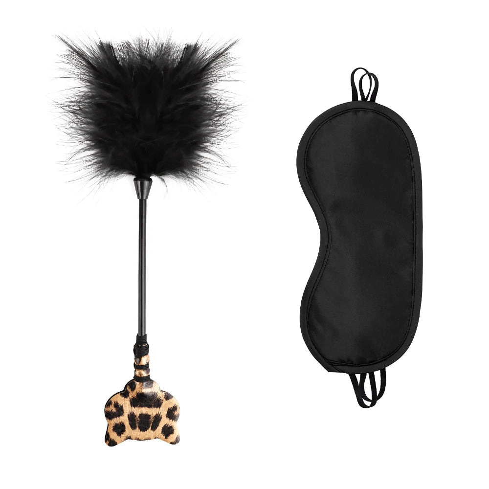 2pcs BDSM Restraints Kits Cat Head Tickle and Blindfold SM Bondage Set for Women Gift for Her Christmas Gift