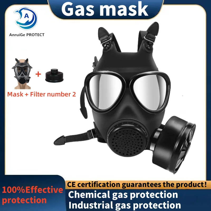 MF14 Full Gas Mask Reusable respirator -hypoallergenic plastic, self-priming filterzipper closure for industrial and scientific