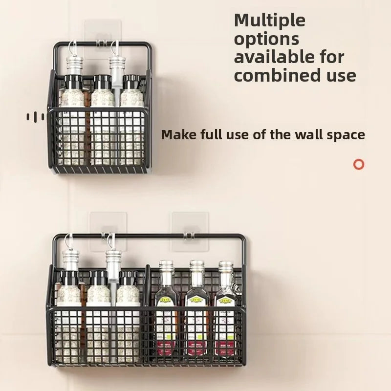 Wall-Mounted Green Onion Ginger Garlic Storage Rack Punch-Free Kitchen Multi-Functional Basket Organizer for Spices And Herbs
