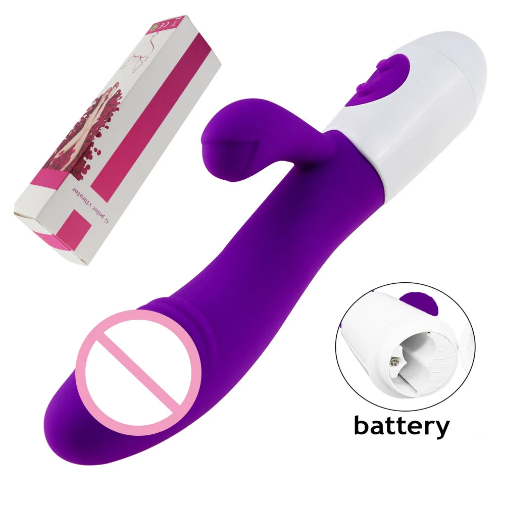 Rabbit Dildo Vibrator Dual Vibration Women's G-Spot Vaginal Clitoral Stimulation Massager for Adult Female Masturbation Sex Toy