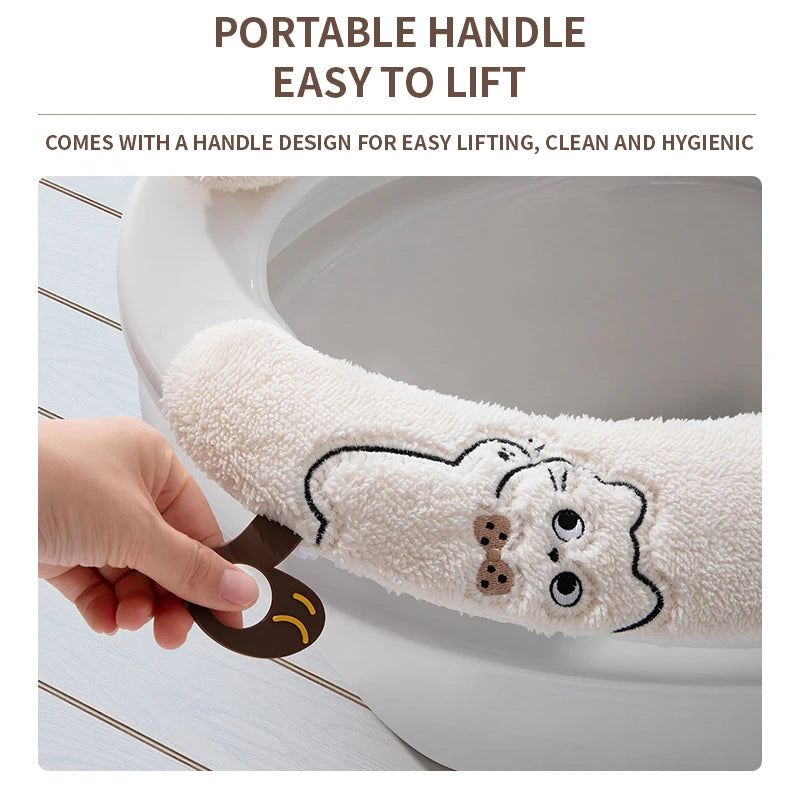 Winter Thickened Plush Toilet Seat Pad Household Universal Style Adhesive Fixed Warm Toilet Seat Cover
