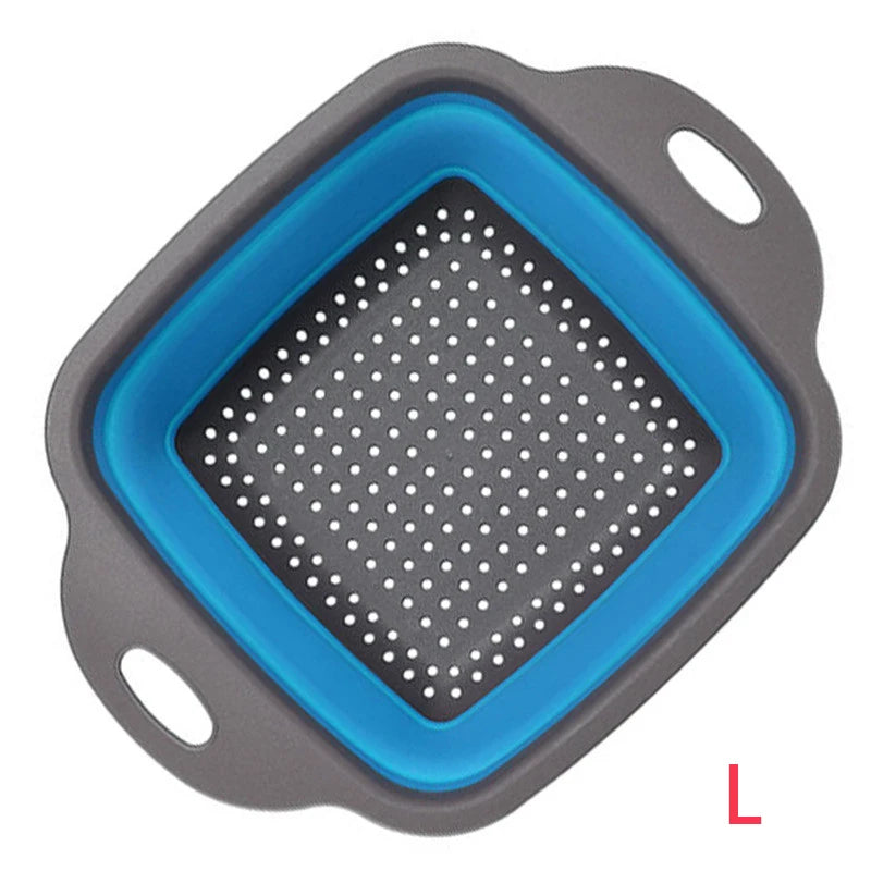 LMETJMA Square Collapsible Colander Silicone Kitchen Foldable Colander  Food Vegetable Fruit Strainers Drainer JT39