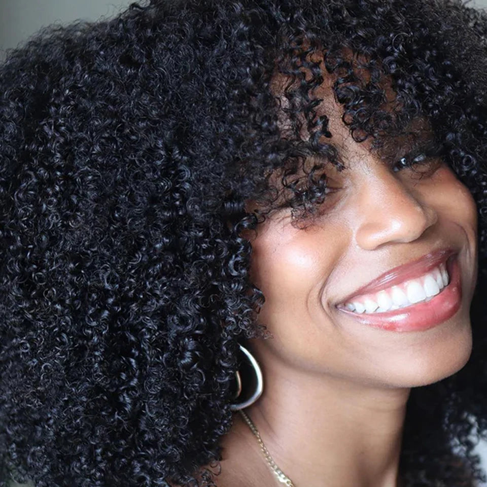 Glueless Wigs Upgrade 3 IN 1 Half Wig With Drawstring Seamless Clip Ins Flip Over Human Hair Afro Curly Headband Wig ISEE Hair