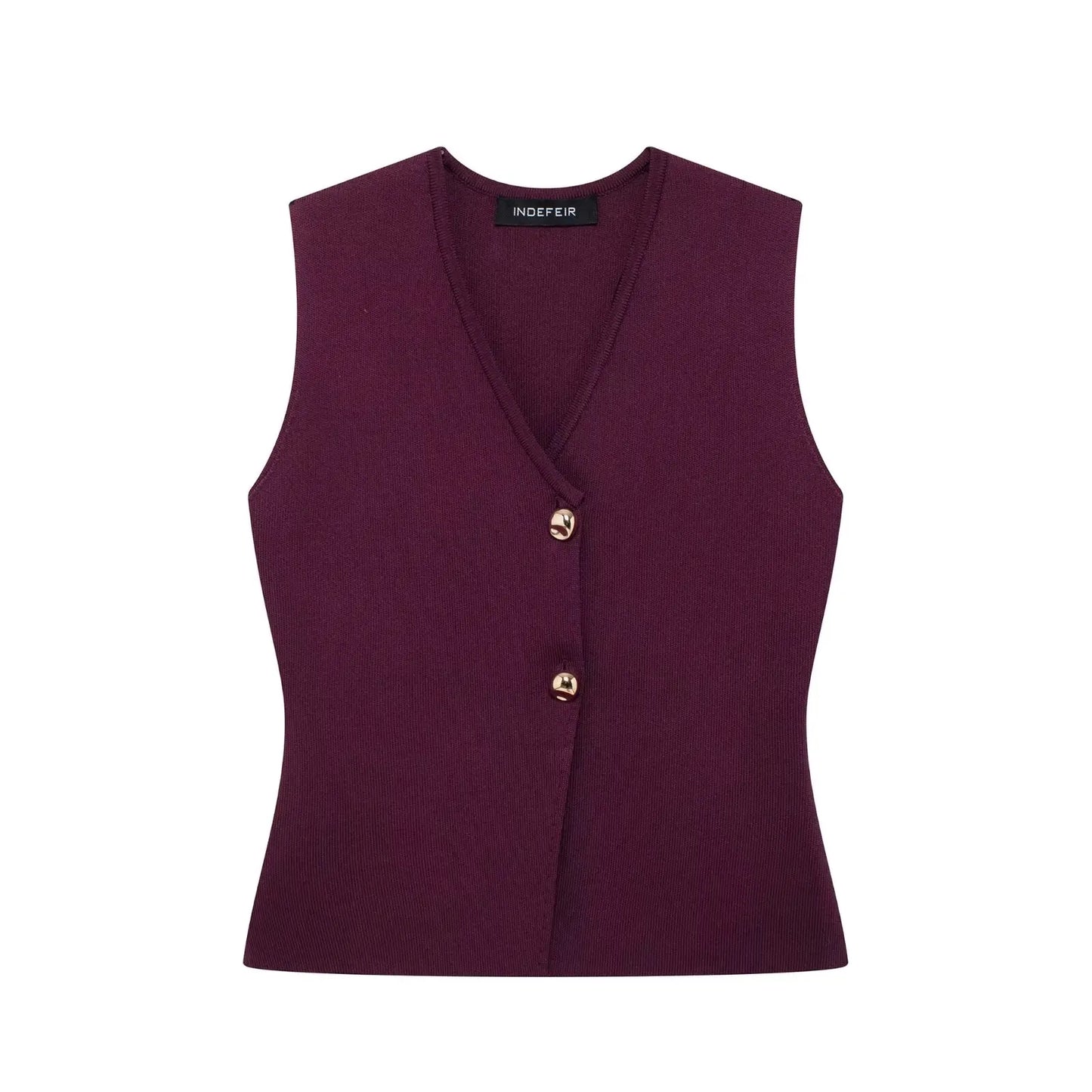 HH Women Skirt Set Wine Red Knitted V-Neck Sleeveless Slim Vest +Solid High Waist Zipper Patchwork Long Skirt Street