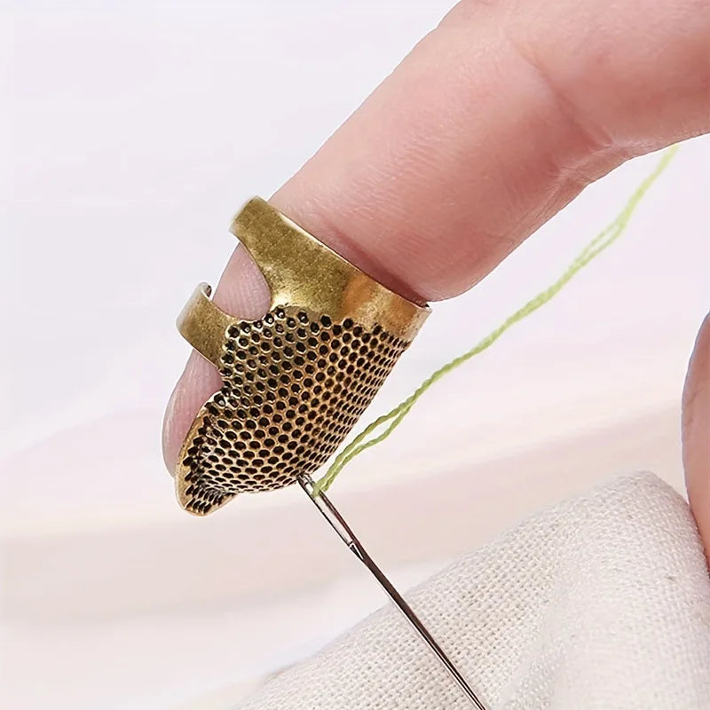 Adjustable Vintage Sewing Thimble, Handmade Non-slip Embroidery against Ring, Vintage Needle Presser Needle Hoop Finger Holder