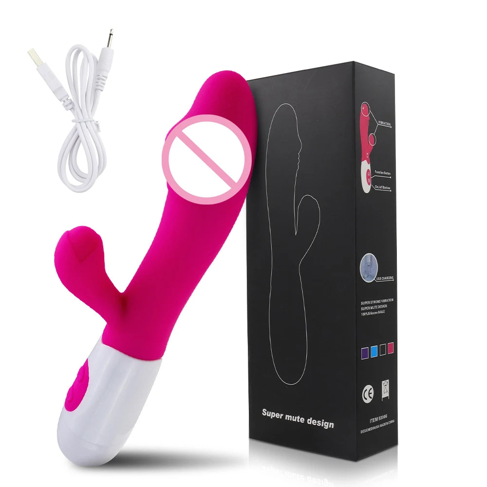 Rabbit Dildo Vibrator Dual Vibration Women's G-Spot Vaginal Clitoral Stimulation Massager for Adult Female Masturbation Sex Toy
