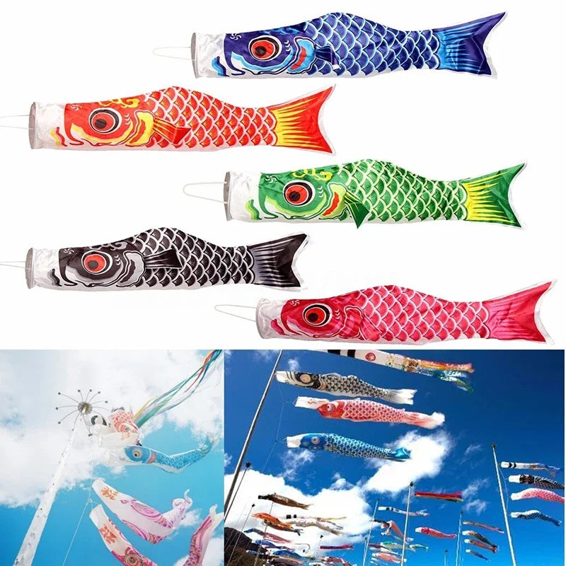 40cm-100cm Carp Windsock Traditional Japanese Carp Windsock Hanging Home Decoration Fish Flag Festival Carp Windsock Streamer