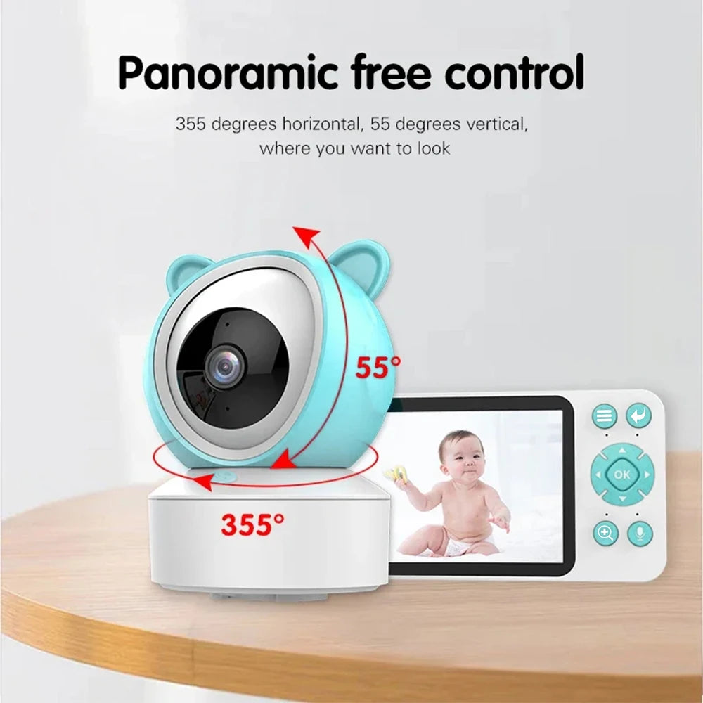 Tuya Smart Video Baby Monitor HD 5" IPS Display No Red Night Exposure Night Vision WiFi 1080P Infant Camera with 64G TF Card