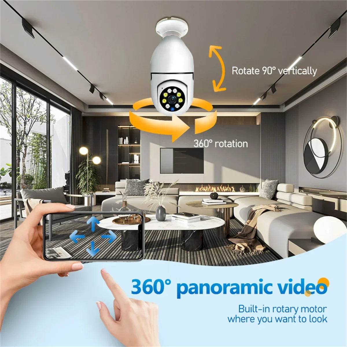 E27 Bulb 8MP Wireless Wifi Surveillance Camera Full Color Video Night Vision HD Automatic Human Tracking CCTV Security IP Camera