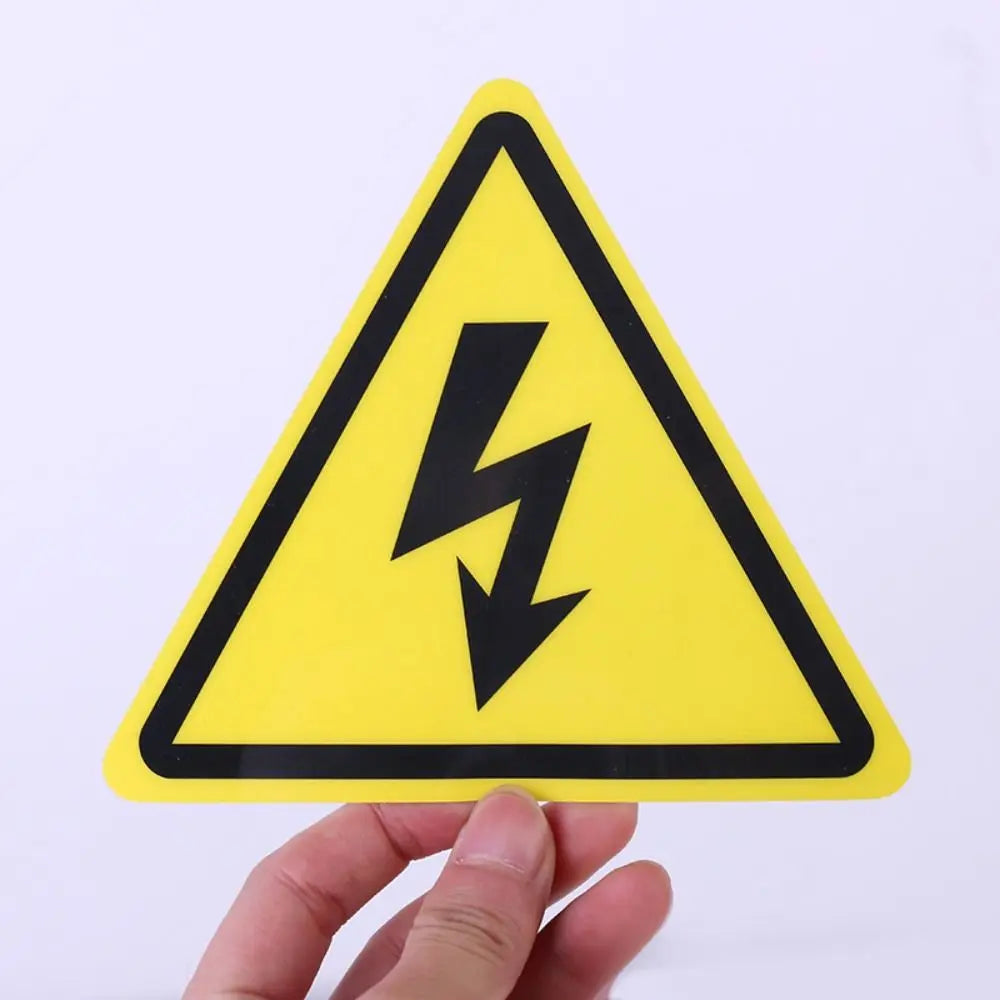 5Pcs PVC Warning Sticker Electrical Shock Hazard Adhesive Labels 3.6/5/8/10/15cm Yellow Danger Electric Box Notice Decal