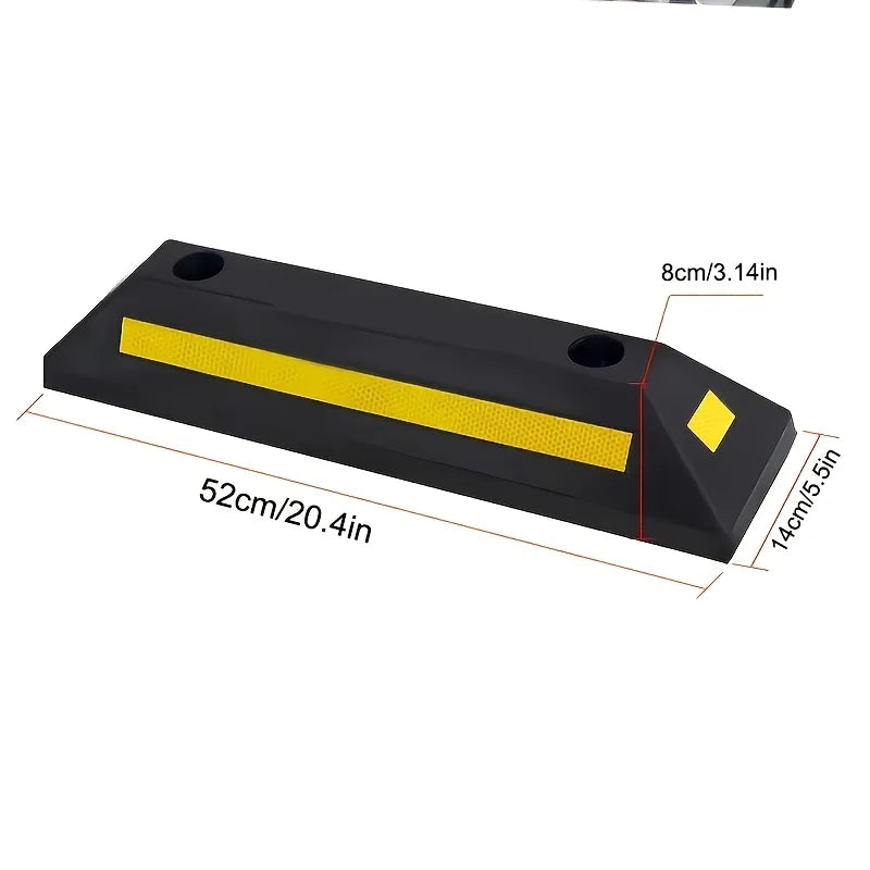 Car Wheel Stopper for Garage - Durable Rubber Parking Guide with Yellow Strips,Fits All Models, Parking Stopper for Garage