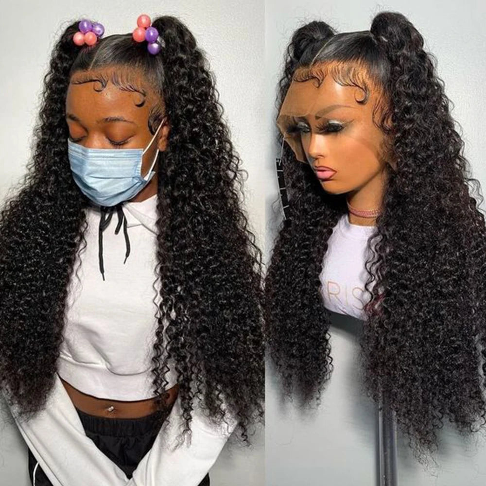 Kinky Curly Wig Human Hair Lace Front Wig Curly 4C Edges Wigs Pre Plucked 13x6 Lace Frontal Human Hair Wigs for Black Women